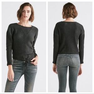 Lucky Brand Tie Front Sweater Black Ribbed small